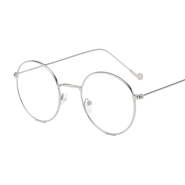 Snygga runda metallglasögon för män och kvinnor Block Blue Light Silver frame