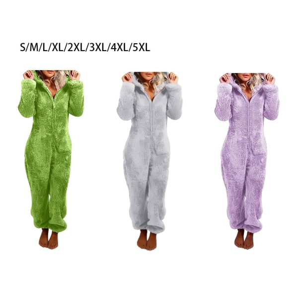 Clearance Fluffig långärmad jumpsuit Håll dig varm och bekväm purple XL