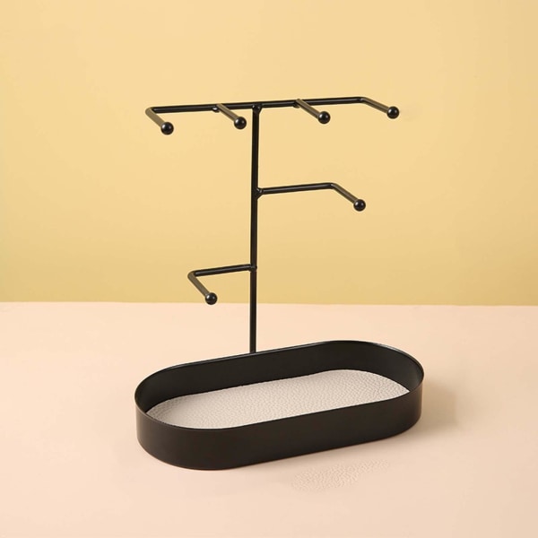 1/2/3/5 Smycken Organizer Stand Fack Display Rack för ringar Black PU Leather Pad 20 x 10 x 21cm 1Set