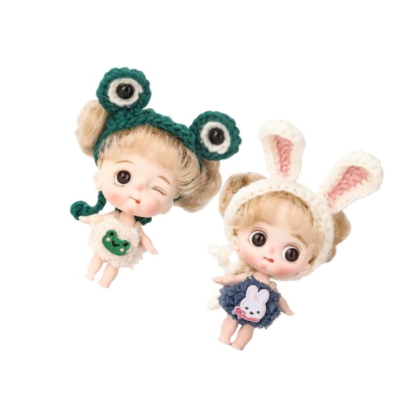 1/2 10cm 1:12 För BJD tjejdocka med klänning 3D-ögon Söt smink with Hairband 2 Pcs 2Set