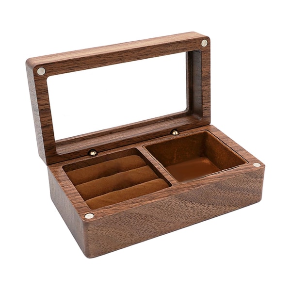 1/2/3 trä smyckeskrin case Organizer med lock minnessak Brown 10x6x3.7cm 1Set