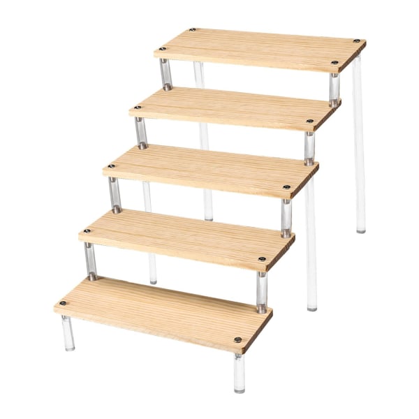 1/2/3 Display Stand Förvaringshållare för samlarobjekt Figurdocka Wood 5 Tiers 1Set