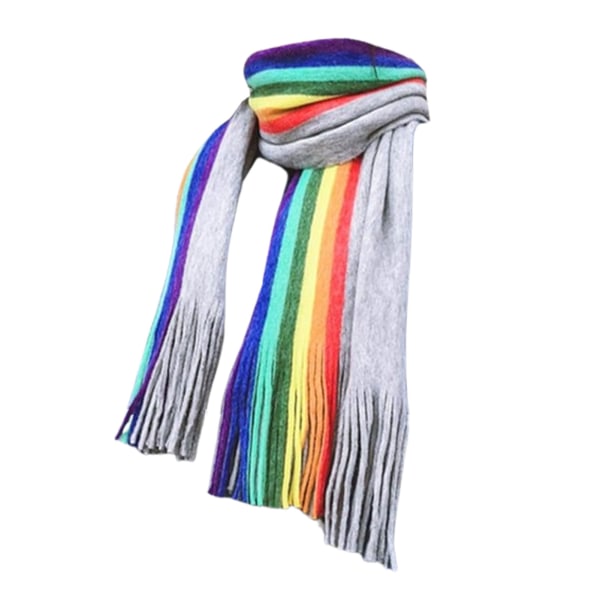 Mysig och varm kvinnor vinter filt kashmir regnbåge scarf hona