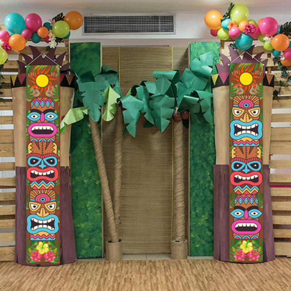 1/3 1 par dörrbanner Hawaiian för djungelbakgrund Mardi Gras 1Set