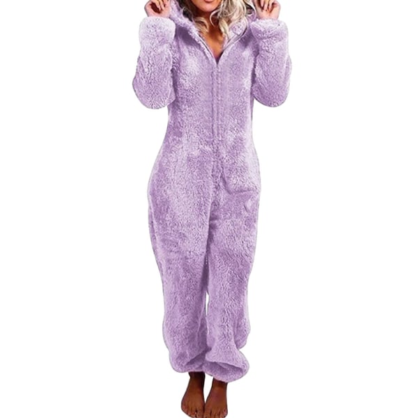 Clearance Fluffig långärmad jumpsuit Håll dig varm och bekväm purple 4XL