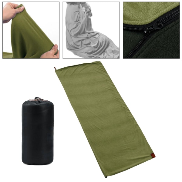 Sovsäck i mjuk fleece Liner Business Backpacking Thermal Dark Green 180 x 80cm