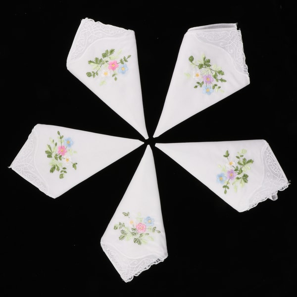 1/5 5 st kvinnor vit blomma broderi bomullsspets 0.05 27 x 27cm 1Set
