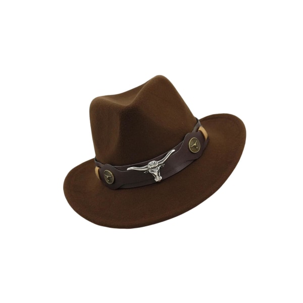 Casual Cowboyhatt Rekvisita med bred brätte Lättvikt för kvinnor män Coffee 32cm