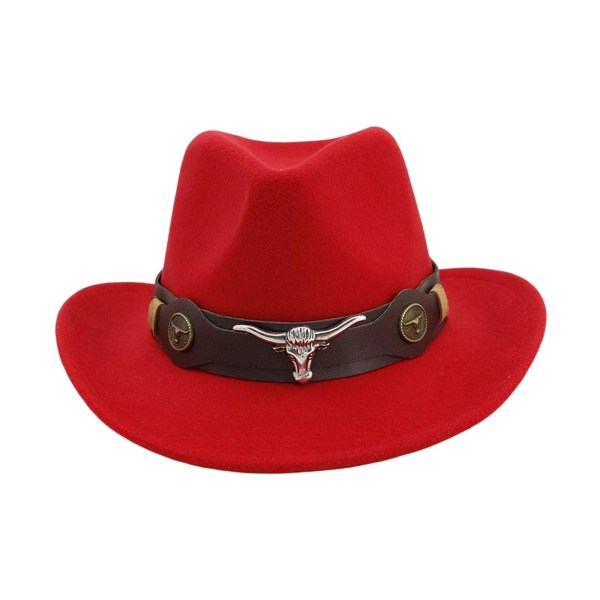 Casual Cowboyhatt Rekvisita med bred brätte Lättvikt för kvinnor män Red 32cm