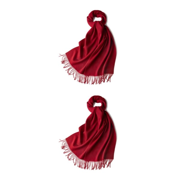 1/2/3 unisex halsduk med fransar Varm och mysig tubscarf för dark red 2Set