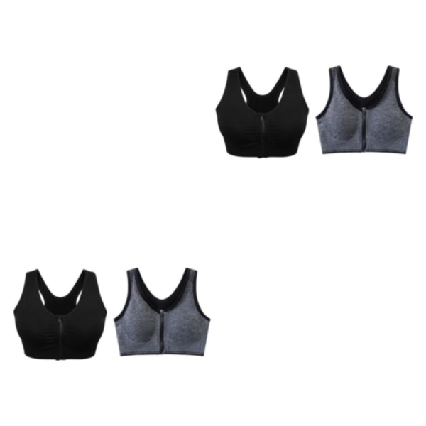 1/2/3/5 2st stöd och komfort | Sport-BH med dragkedja fram black + gray L 2Set