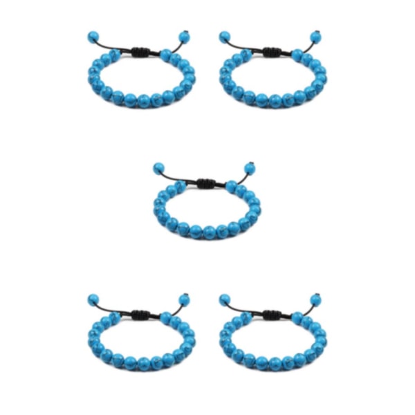 1/2/3/5 naturliga ädelstenar pärlor armband för kvinnor och män present Black line+blue 5Set