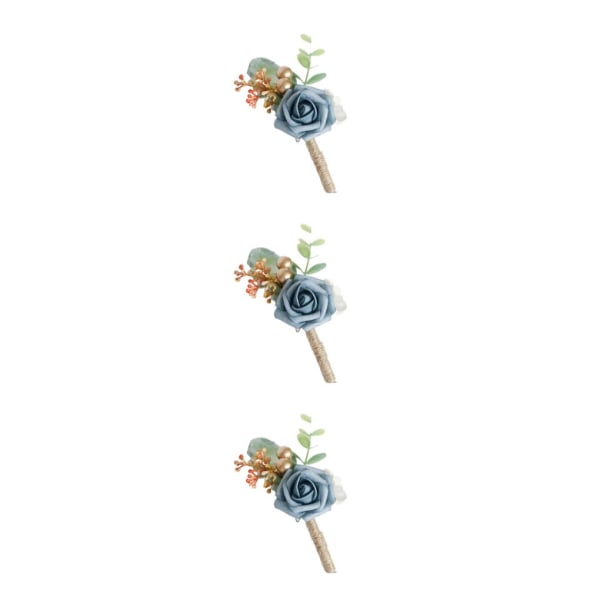 1/2/3/5 Stabilt fixerade konstgjorda bröllopsblommor Boutonniere För Morandi Blue 3PCS