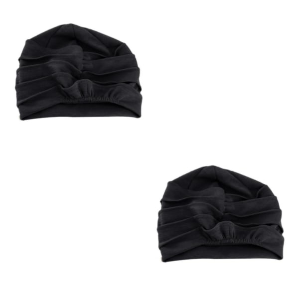 1/2/3/5 Cap Bomullshuvud För Cover Håravfall Mjuk Black 56-58cm 2Set