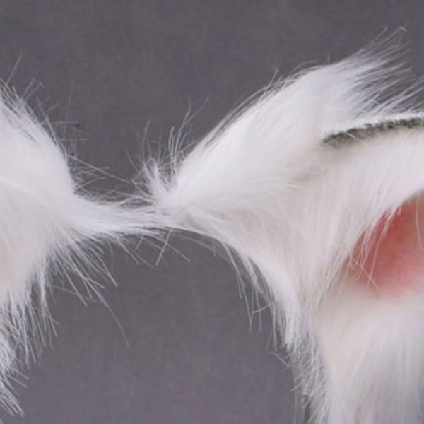 1/3 Wolf Ears Hair Hoop Stabil Fixering Formbar Cosplay And Camel and white 1Set
