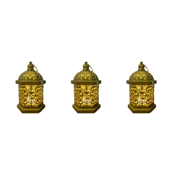 1/2/3 Hollow Carved Lantern Light Batteri som drivs för heminredning Golden 19.4x10cm 3Set