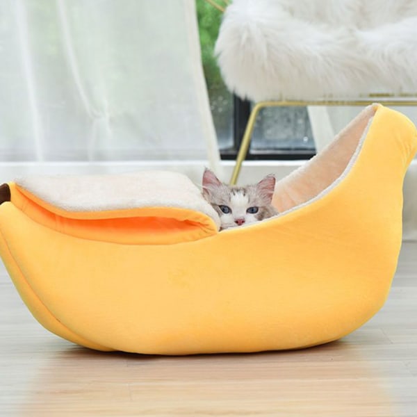 Polyester Mjuk Och Bekväm Katt Banan Säng För Mysig Sov Hund yellow M