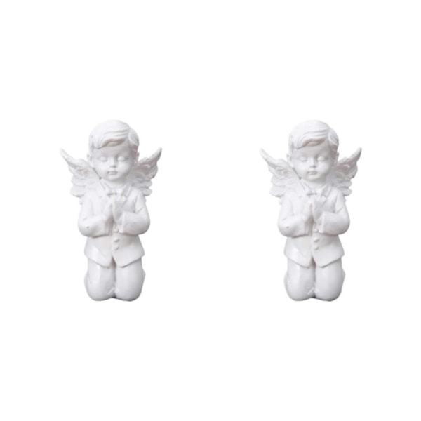 1/2 Resin White Angel Staty Desktop Decor Collection Window prayer boy 2Set