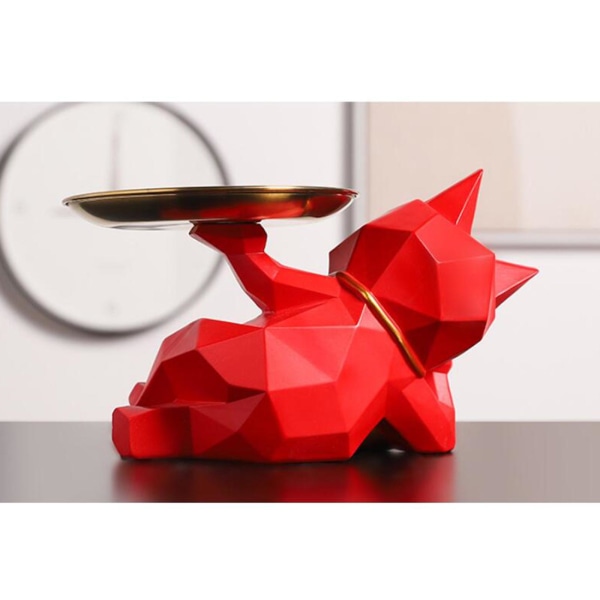 Lucky Cat Staty Förvaringsbehållare Dekorativ Modern för hemmet red