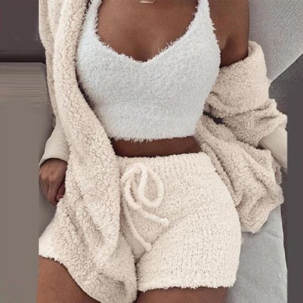 3 stycken mjuk textur och ventilerande nattkläder set för Grey 3XL