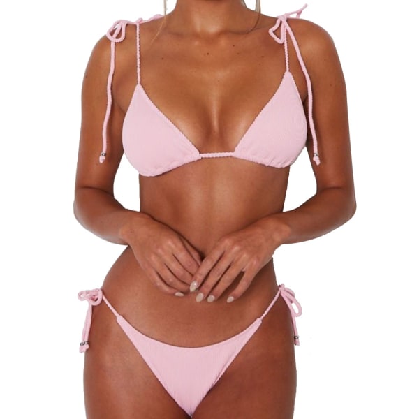 2st/ set Dam Flickor Bikini Badkläder Baddräkt Pink M