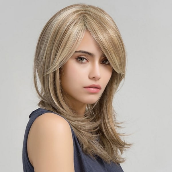Riktigt hårstruktur för kvinnor lång rak peruk med naturliga Brown