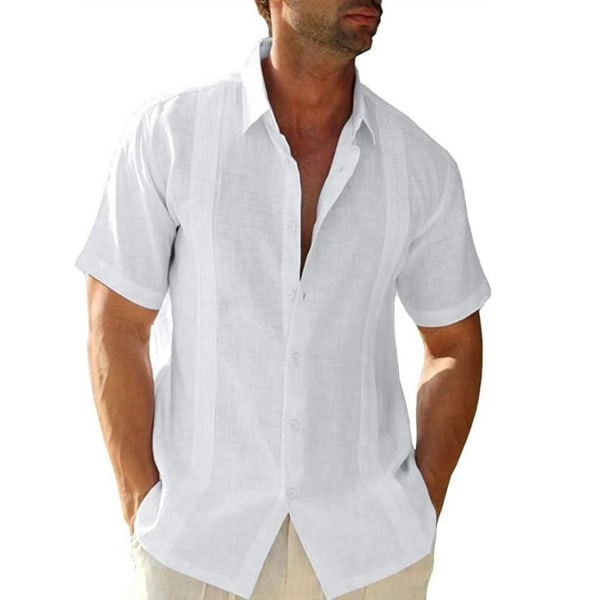 1/2 Resande Fotvandring Herr Button Down Skjorta Sommar Enkel White M 2PCS