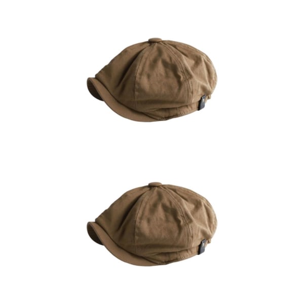 1/2 Andas Herr Newsboy Hat Mjuk 8 Panels Huvudbonad för hösten Brown L 2Set