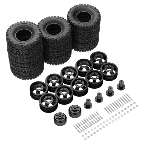 RCGOFOLLOW 10-delad plast, aluminiumlegering hållbara hjulfälgar Black