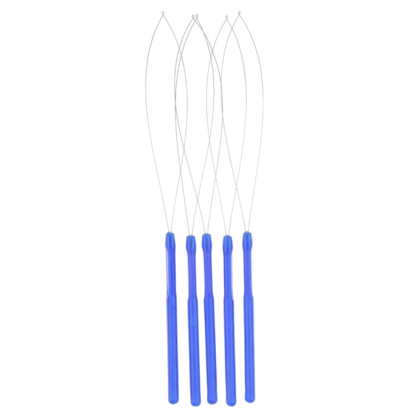 1/2/5 hårförlängningsögla nålträdare tråddragande krokverktyg Blue 5Set