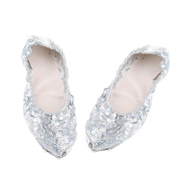 1/2/3/5 Kvinnor Tjej Magdansskor Non- För slip Soft Soles Silver L 1Set