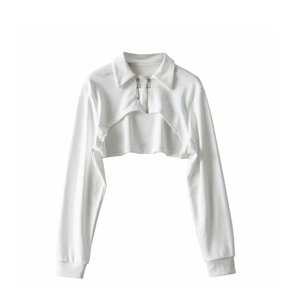 Elegant hög midja långärmad Crop Top för olika tillfällen White L