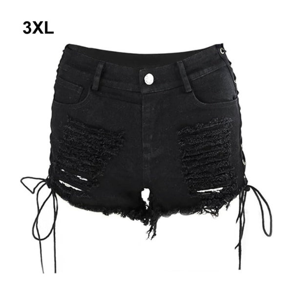 Svarta jeansshorts för kvinnor Premium Snygga och fashionabla svarta 3XL