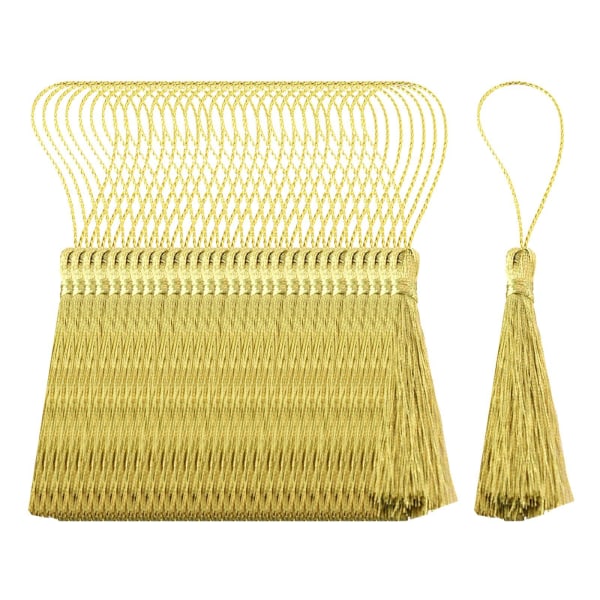 1/2/5 30x Silkeslen handgjorda mjuka tofsar Floss Bokmärke Tofsar med Golden 10cm 1Set