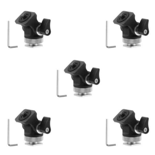 1/2/5 Hot Shoe Mount Adapter Rod Clamp 360 Swivel för stativ black hand twist 41x20.5x35mm 5Set