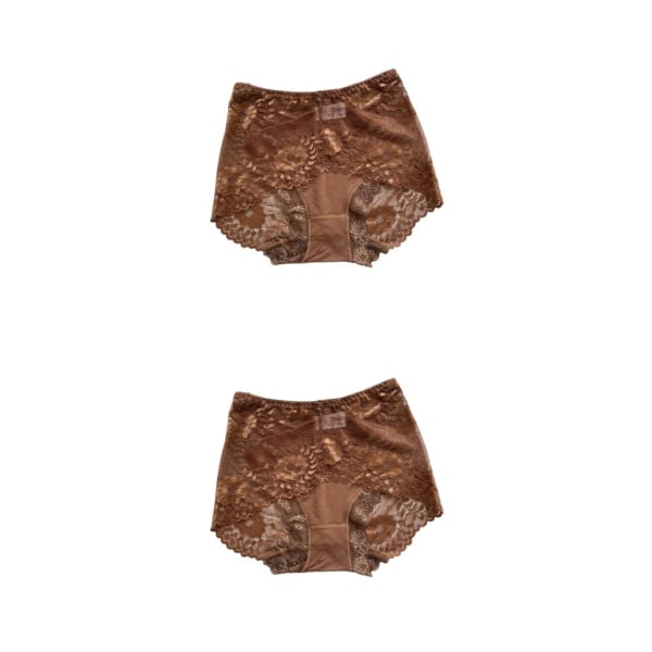 1/2/3/5 Summer Women Hollow Design Sexiga Underkläder Spets Mesh Coffee L 2PCS