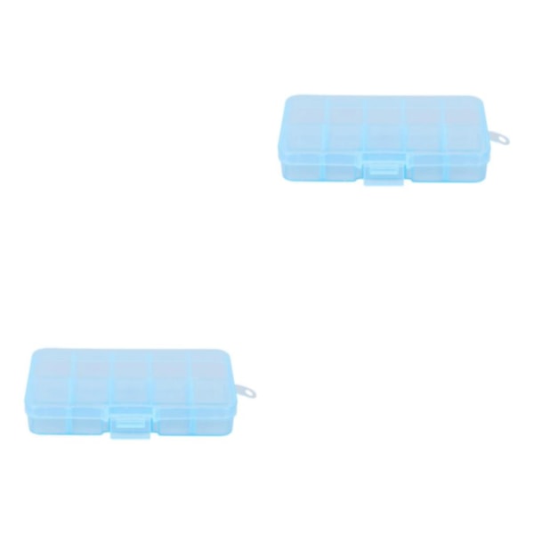 2/3 10 Grid Plast Smycken Avtagbar Förvaringslåda Pärlor Örhänge Blue 12.8x6.5x2.2cm 2Set