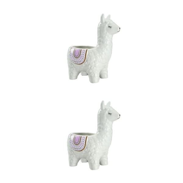 1/2/3 Animal Shape Krukor - Snygg hållbar keramisk blomväxt Alpaca white 2PCS