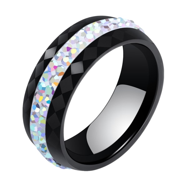 Lyxig keramisk ring för bröllop och förlovning Trendiga kvinnor S AB black Size 9