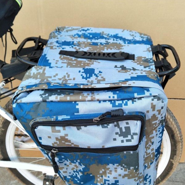 Cykelcykel För Cykel Dubbelväska Baksätesväska Trunk Bag Camouflage Blue Large