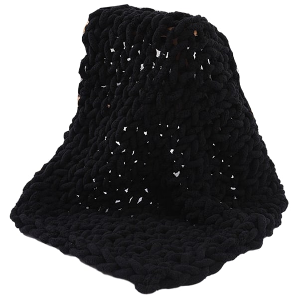 Handstickad chunky stickad filt av polyester i olika färger black