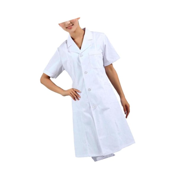 1/2 Kvinnor Kortärmad Scrubs ab päls sjuksköterska Uniform White XL 1Set