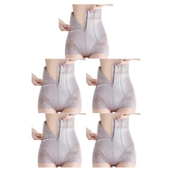 1/2/3/5 Bekväma och andningsbara kvinnor Shapewear för magen gray purple L 5Set