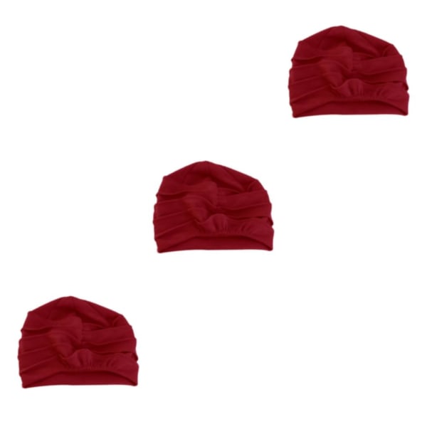 1/2/3/5 Cap Bomullshuvud För Cover Håravfall Mjuk Purplish Red 56-58cm 3Set