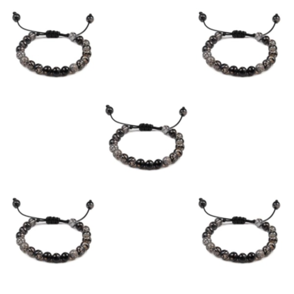 1/2/3/5 naturliga ädelstenar pärlor armband för kvinnor och män present Black dragon pattern 5Set