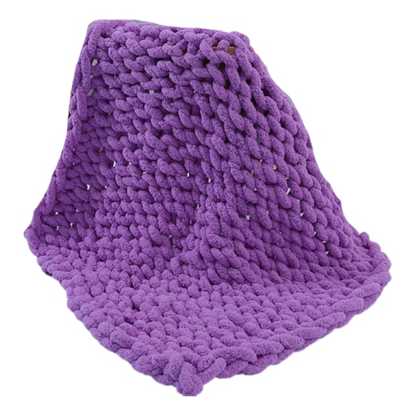 Handstickad chunky stickad filt av polyester i olika färger pale purple