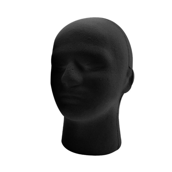 Mannequin Head Rund Base Foam Svart för Display Smycken OPP Package 54cm