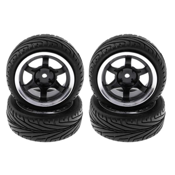 4st RC fordonshjul Däck Fälgar Set 12mm för 1/10 On Road Car