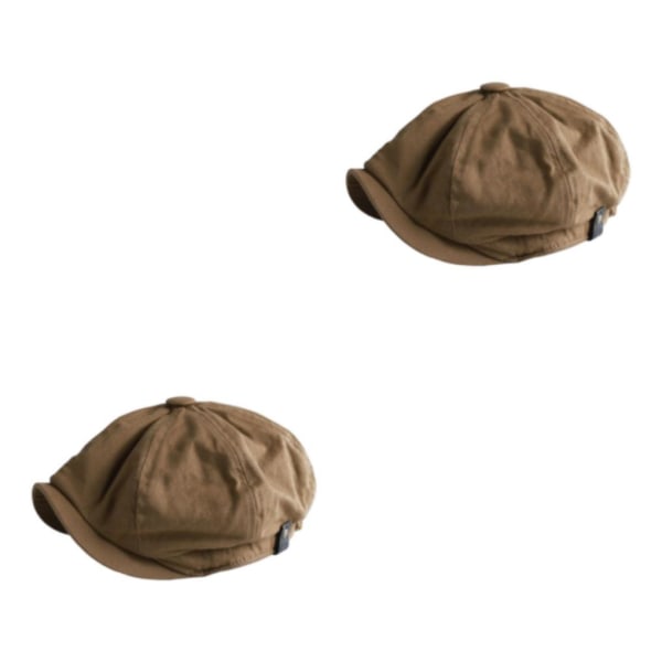 1/2 Andas Herr Newsboy Hat Mjuk 8 Panels Huvudbonad för hösten Brown L 2Set