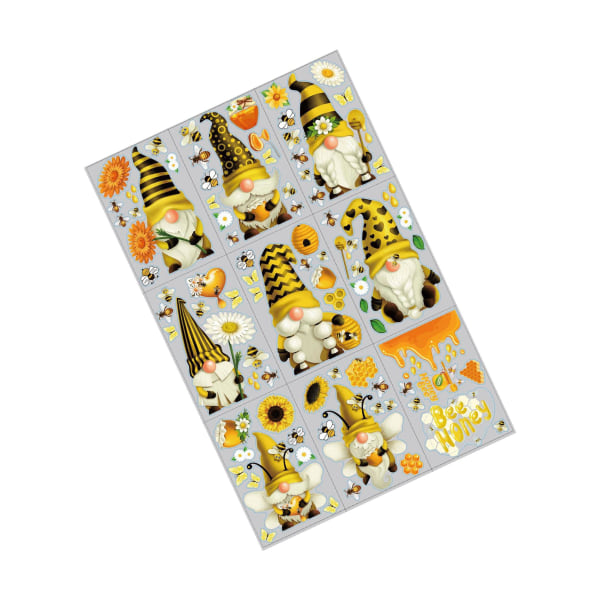 1/3 9 ark Honey Bee Stickers Avtagbara för Bee Festival Home Gnome 20x30cm 1Set